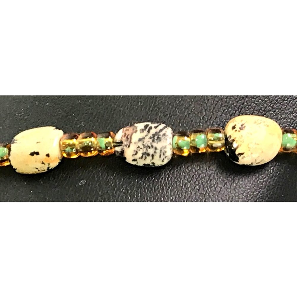 Handmade Boho Necklace Jasper Focal Bead Fire Crackle Agate & Glass Pony Beads - Picture 5 of 6